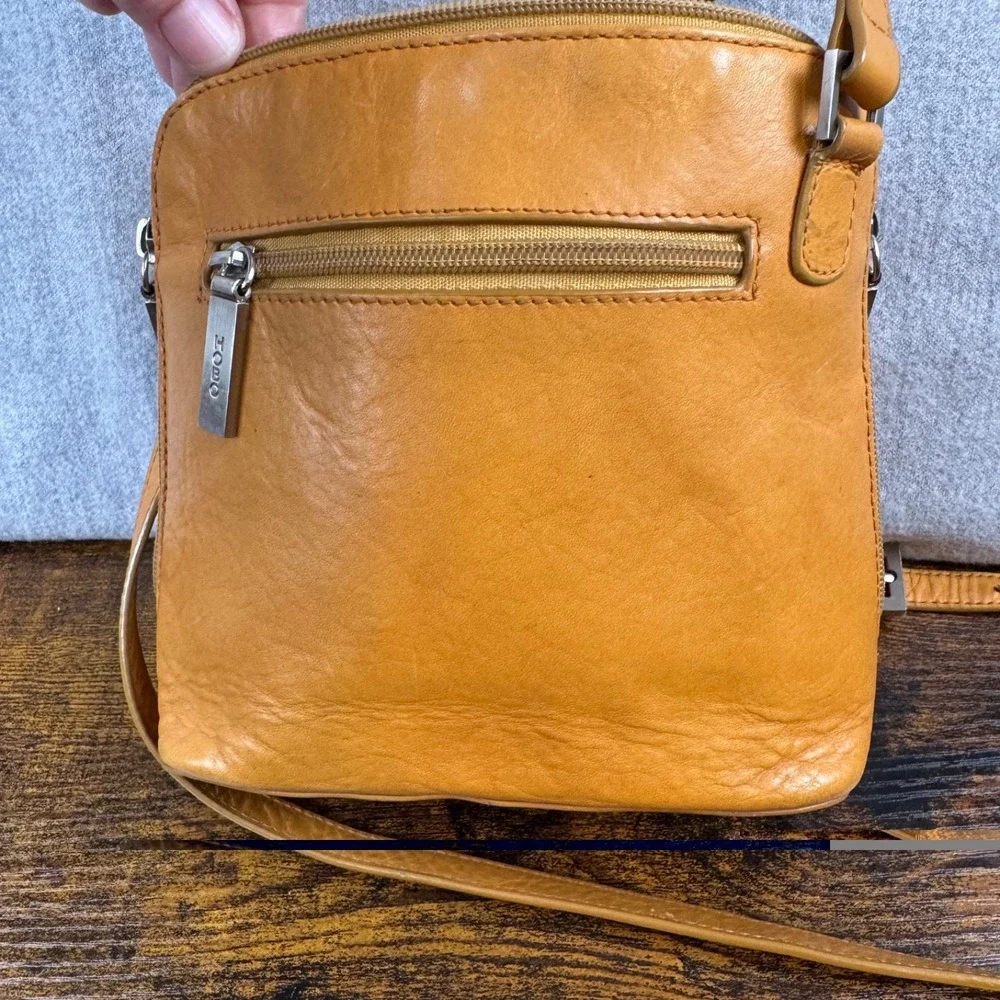 Hobo International Crossbody Bag Womens Small Mustard Leather Zip Top Purse